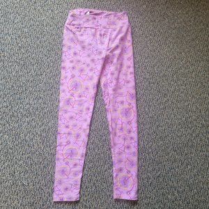 OS LuLaRoe Soft Stretchy Leggings Pink Purple Bicycle Print Leggings One Size